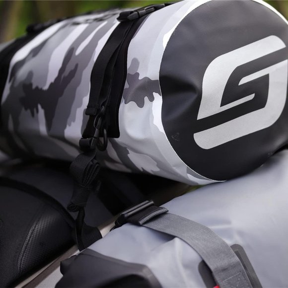 IRON JIA'S Motorcycle 500D PVC 40L Waterproof Reflective Tail Duffle Bag Saddle - Picture 3 of 6